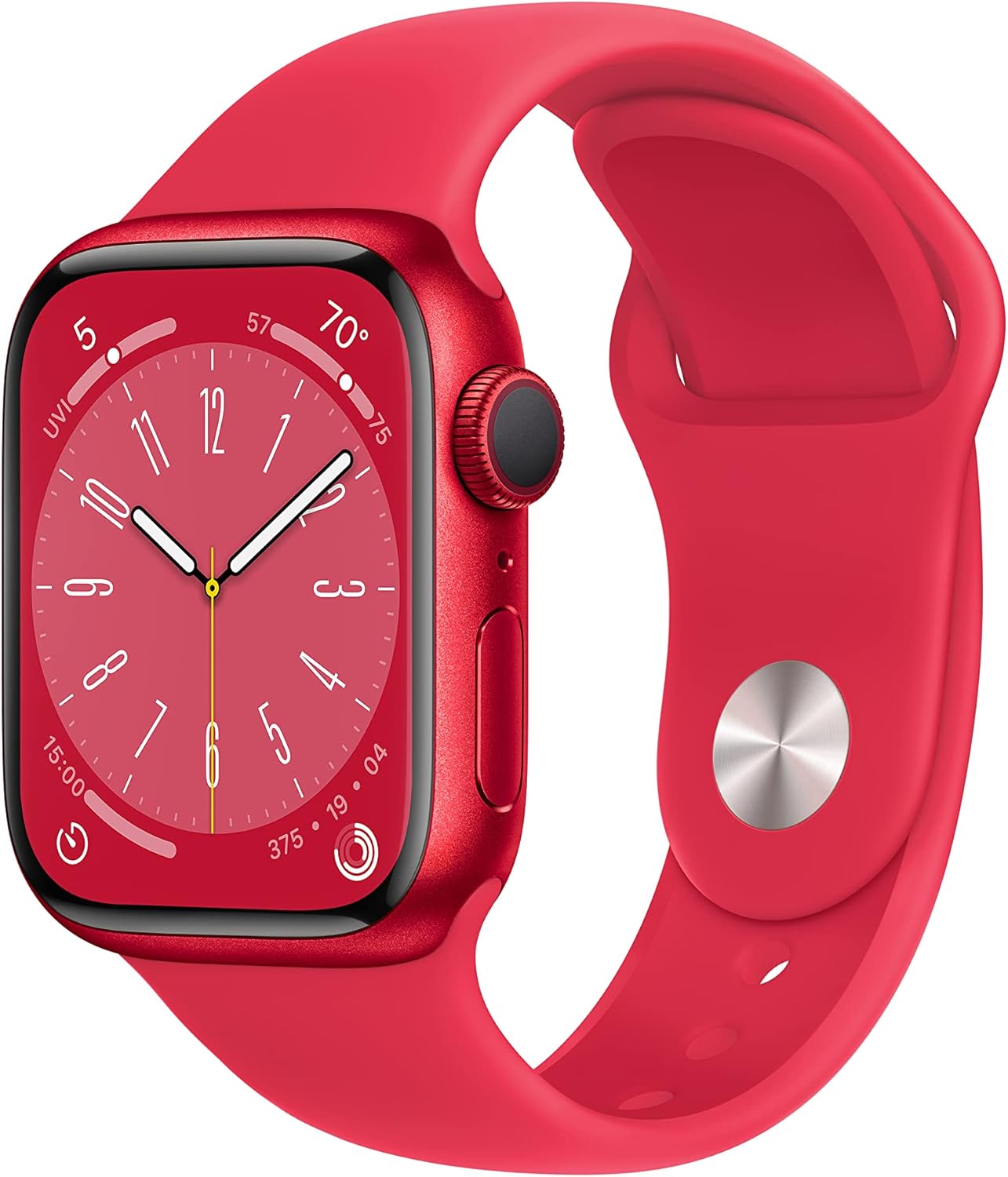 Apple Watch Series 8 (GPS) 41MM (Product)RED Aluminum Case (Product)RED Sport Band (Renewed)
