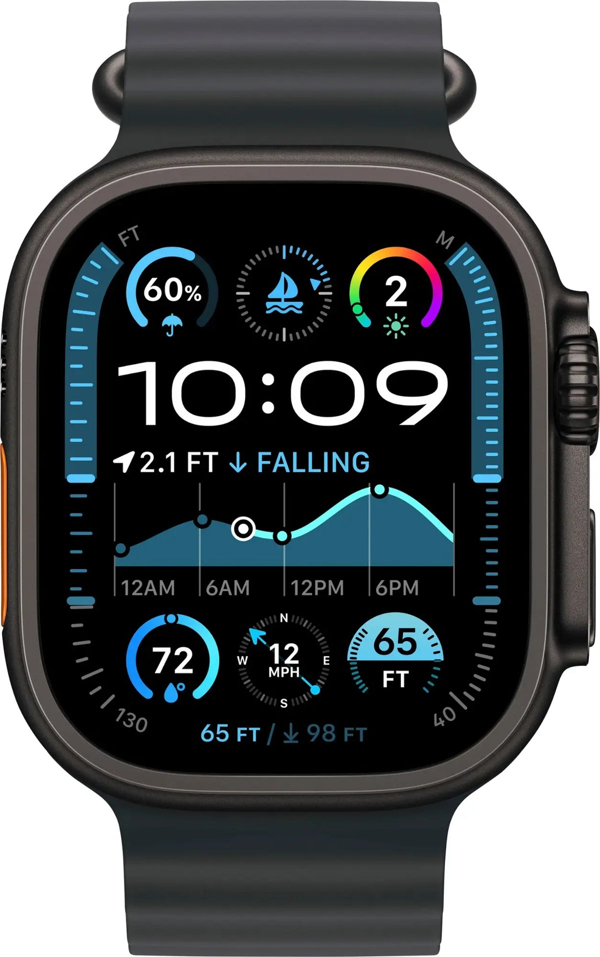 Apple Watch Ultra 2 (GPS + LTE) 49MM Black Titanium Case Black Ocean Band (Refurbished)
