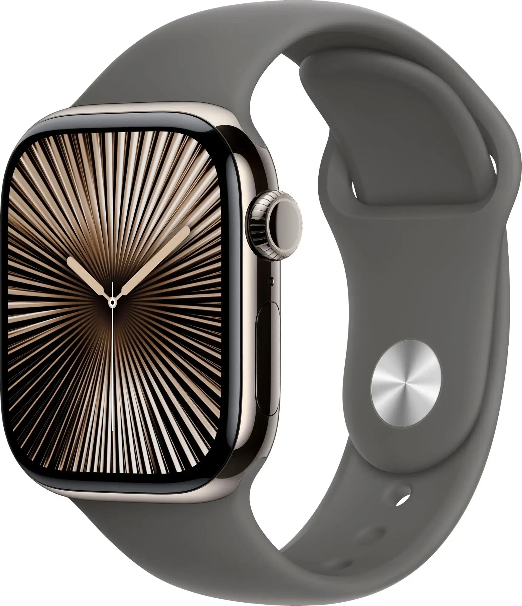 Apple Watch Series 10 (GPS+LTE) 42MM Natural Titanium Case Stone Gray Sport Band (Refurbished)