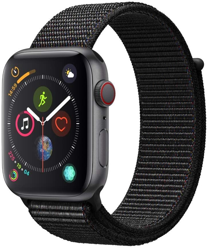 Apple Watch Series 4 (GPS) 44mm Space Gray Aluminum Case Black Sport Loop (Renewed)