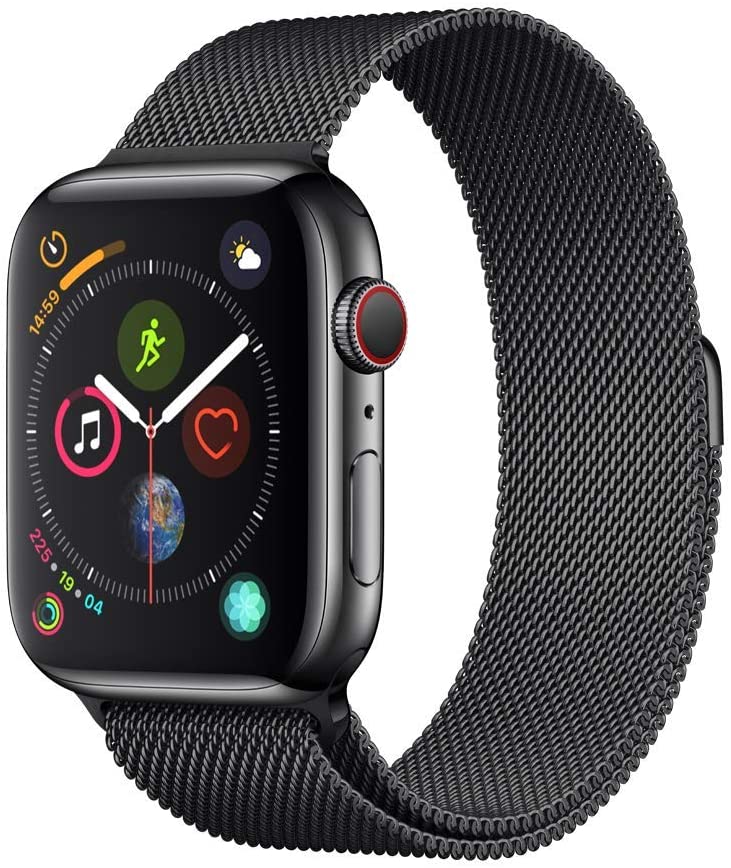 Apple Watch Series 4 GPS+LTE 44MM Space Black Stainless Case Milanese Loop Band (Renewed)