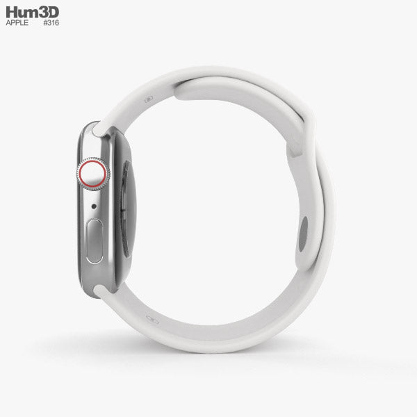 Apple Watch Series 4 GPS+LTE w/ 44MM Stainless Steel Case & White Sport Band (Refurbished)