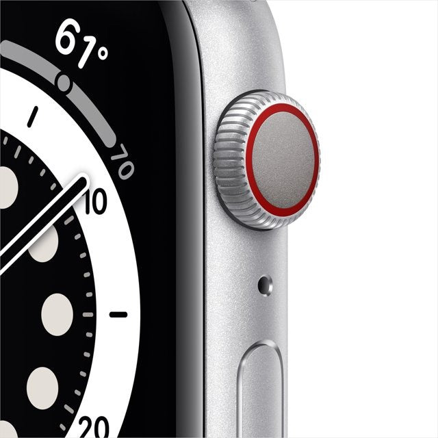Apple Watch Series 6 (2020) 44mm GPS + Cellular - Stainless Steel Case & White Sport Band (Used)