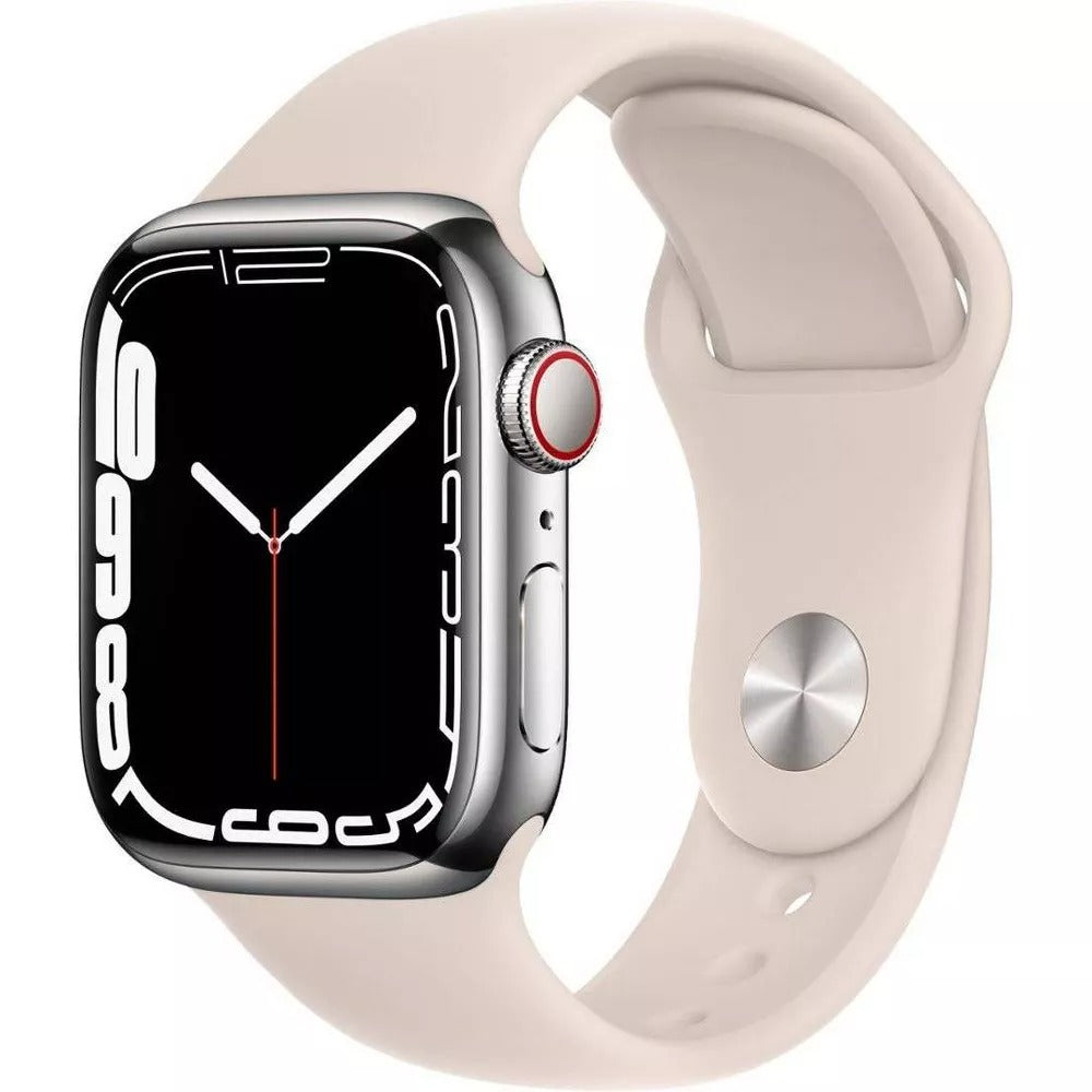 Apple Watch Series 7 (GPS + LTE) 41mm Silver Stainless Steel Case & Starlight Sport Band (Used)