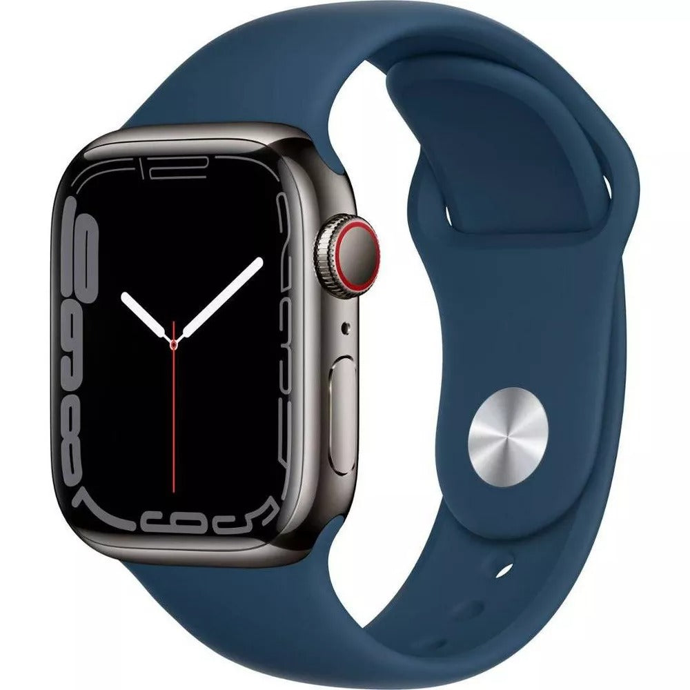 Apple Watch Series 7 (GPS + LTE) 41mm Graphite Stainless Steel Case &amp; Abyss Blue Sport Band (Used)