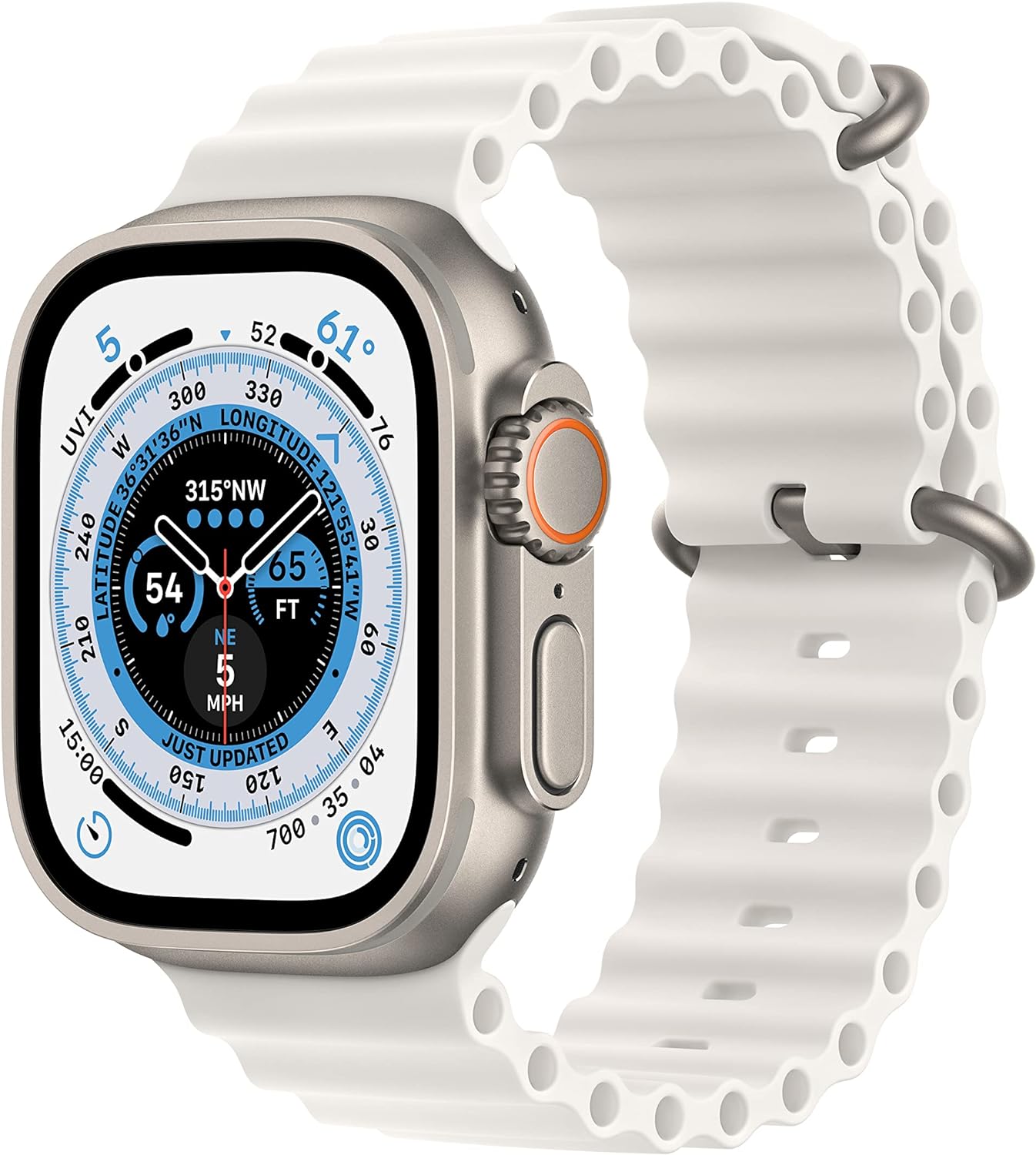 Apple Watch Ultra (GPS + LTE) 49mm Silver Titanium Case & White Ocean Band (Used)