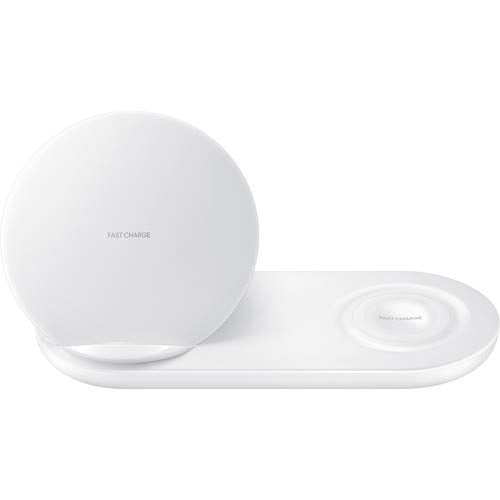 Samsung Wireless Charger Duo Fast Charge Stand & Pad with Wall Charger - White (Renewed)