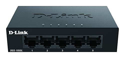 D-Link DGS-105GL 5-Port Gigabit Desktop Switch - Black (Renewed)