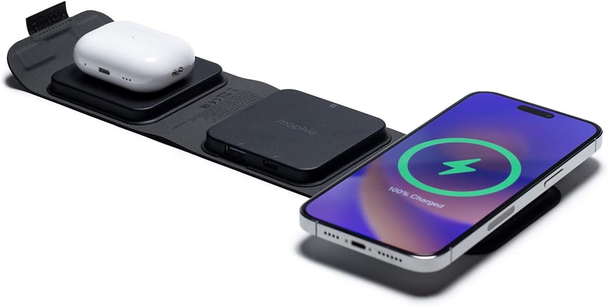 Mophie snap+ 15W multi-device travel charger with MagSafe Compatibility - Black (Refurbished)