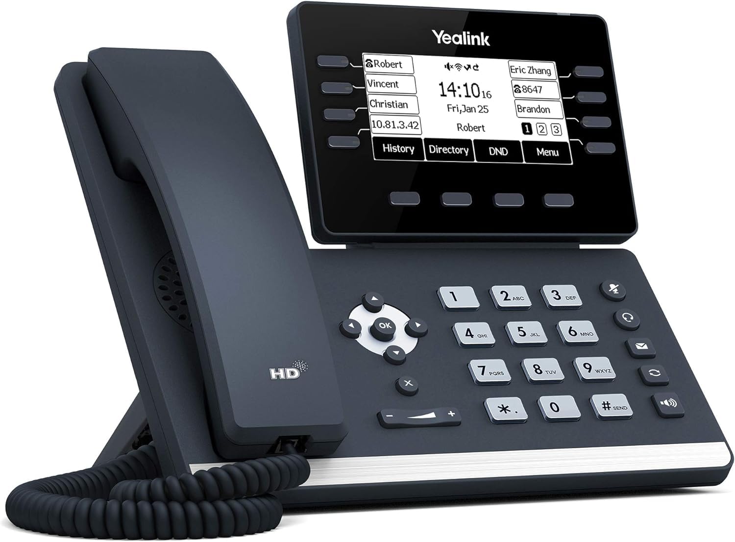 Yealink T53W IP Phone, 12 VoIP Accounts. 3.7-Inch Graphical Display - Black
