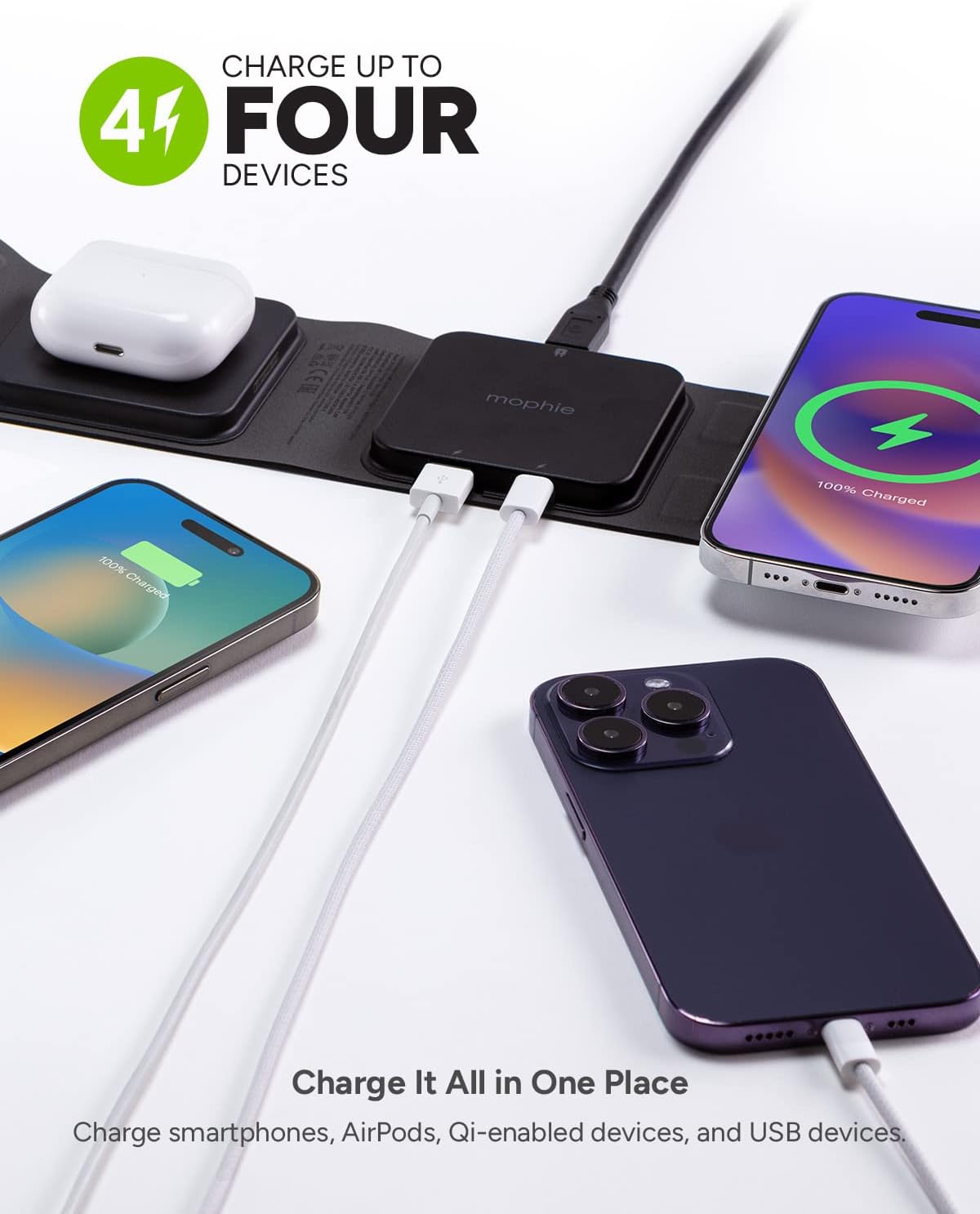 Mophie - snap+ 15W multi-device travel charger with MagSafe Compatibility - Black (New)