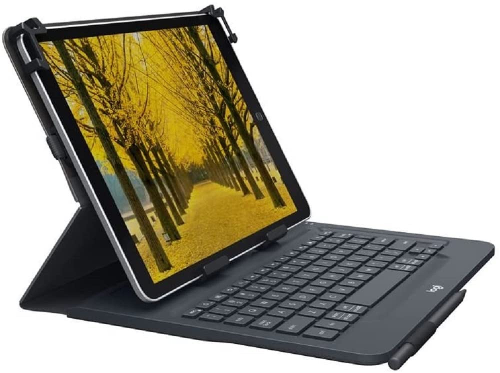 Logitech Universal Folio with Integrated Bluetooth Keyboard for Tablets - Black (Renewed)