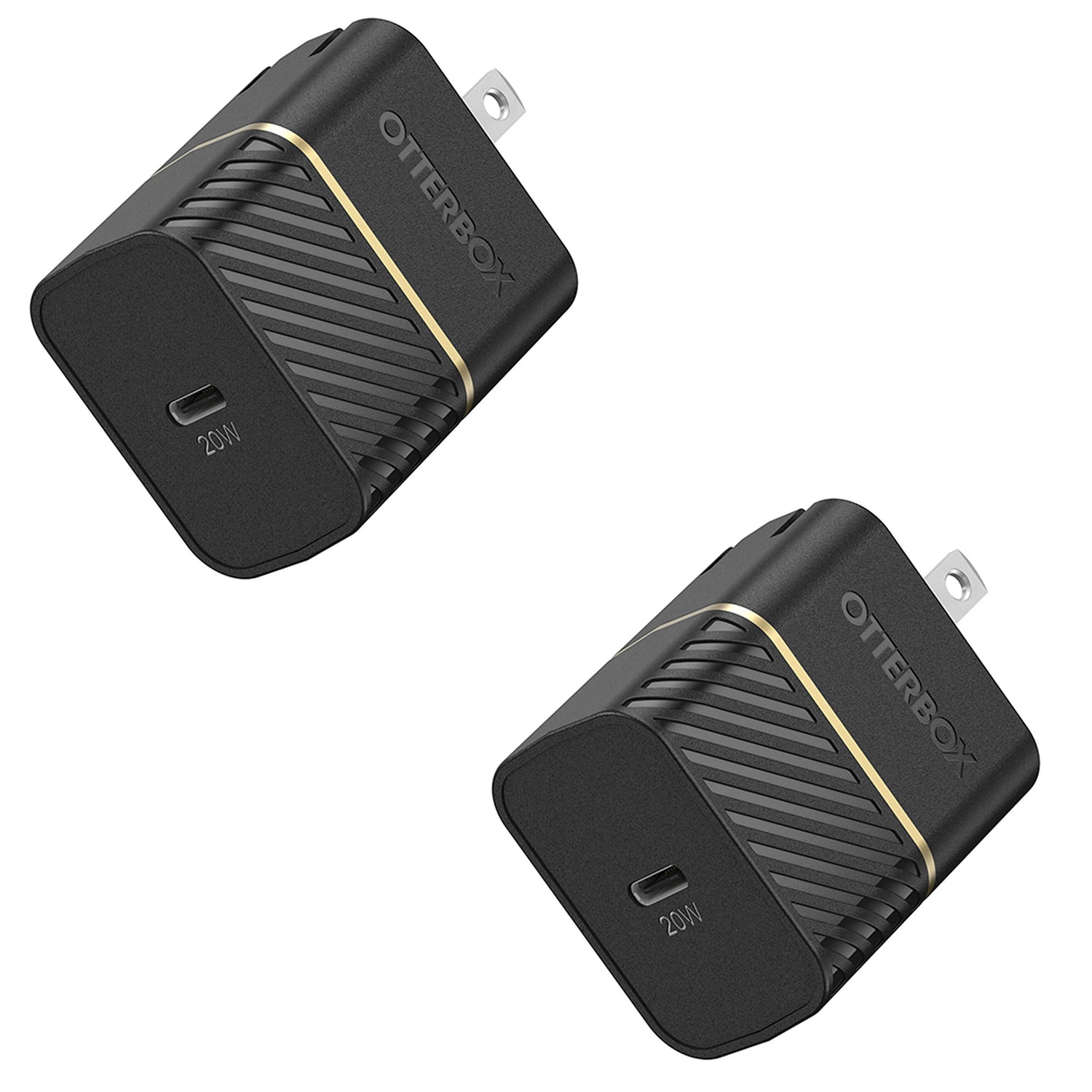 OtterBox USB-C Fast Charge Wall Charger 20W (2-Pack) - Black Shimmer (New)