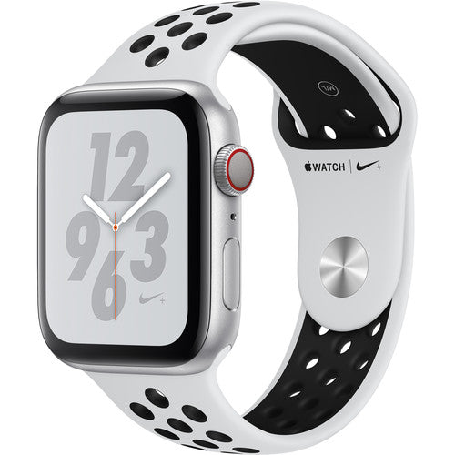 Apple Watch Series 4 Nike+ GPS+LTE w/ 44MM Silver Case &amp; Pure Platinum/Black Nike Band (Certified Refurbished)