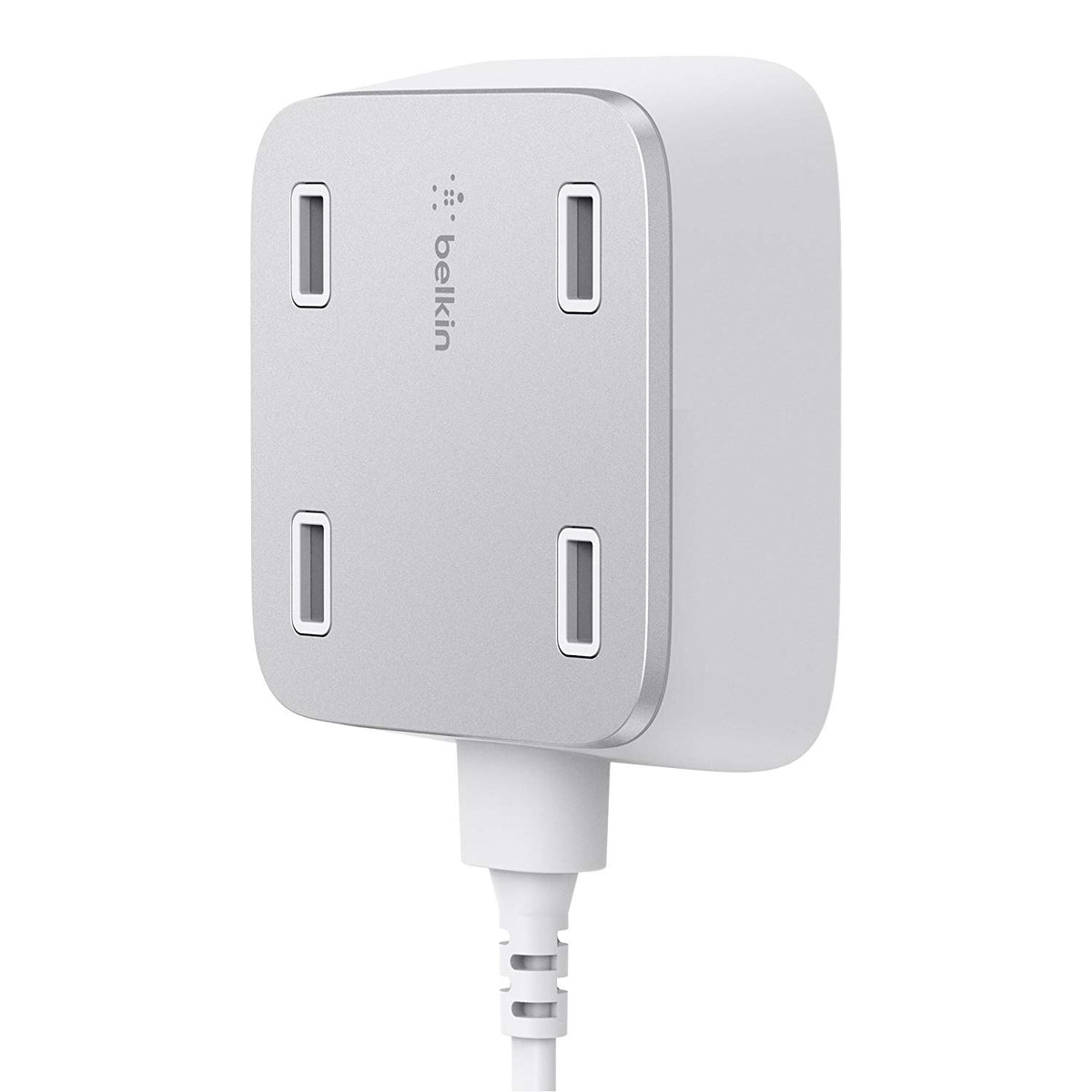 Belkin Family Rockstar Wall-Mountable 4-Port USB Hub - White (Renewed)