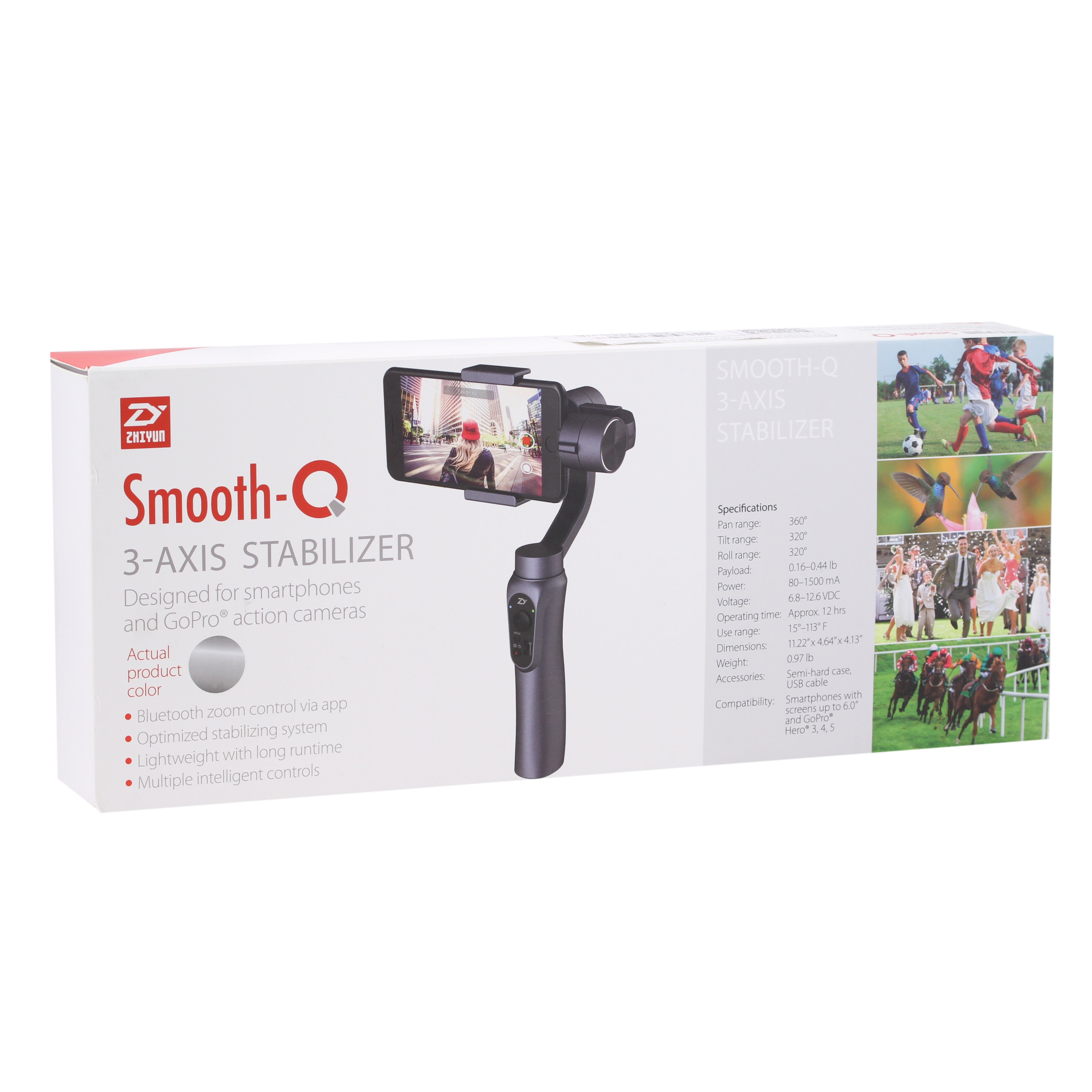 Zhiyun Smooth-Q 3 Axis Handheld Steady Gimbal Stabilizer - Black (Certified Refurbished)