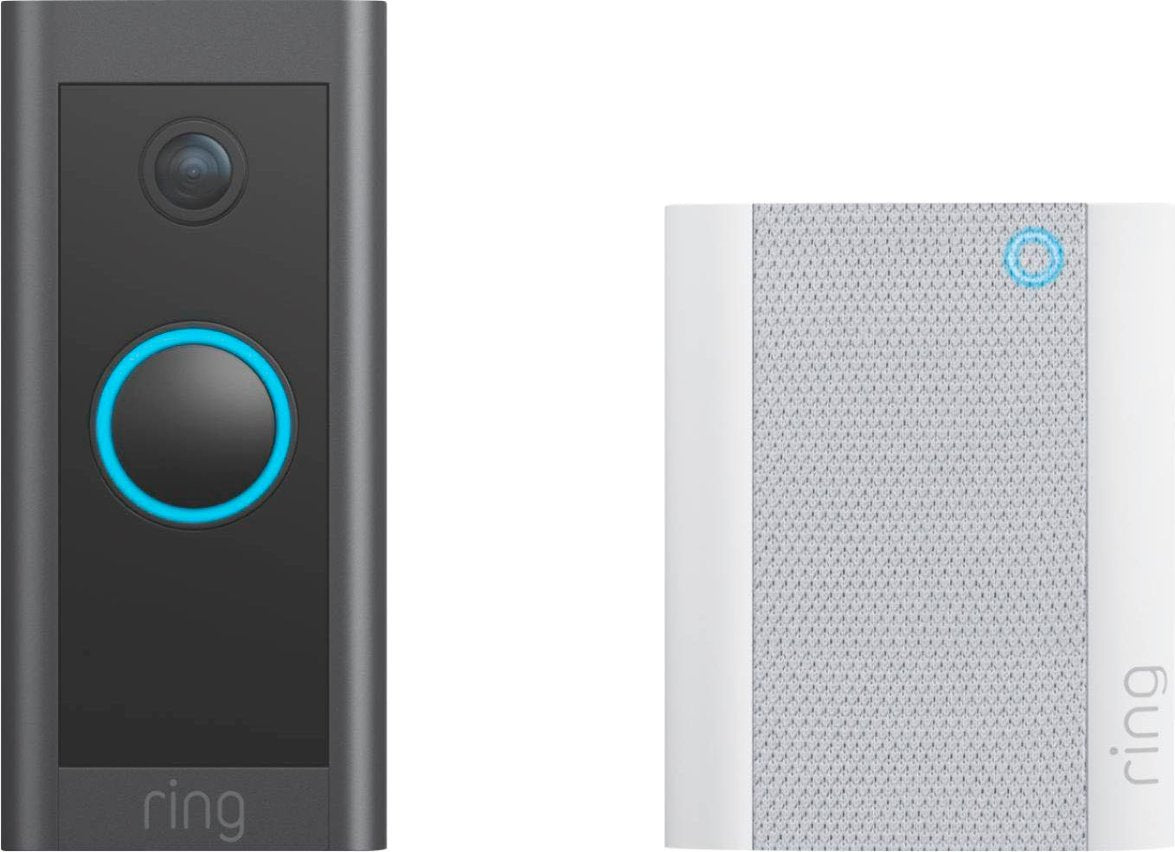 Ring Wi-Fi Smart Video Doorbell  Wired with Chime - Black (Certified Refurbished)