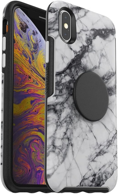 OtterBox Otter+Pop SYMMETRY SERIES Case for Apple iPhone X/XS - White Marble (Certified Refurbished)