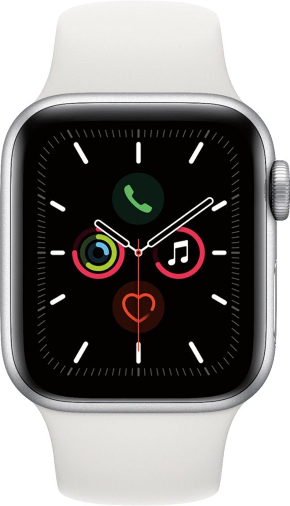 Apple Watch Series 5 GPS w/ 40MM Silver Aluminum Case &amp; White Sport Band (Refurbished)