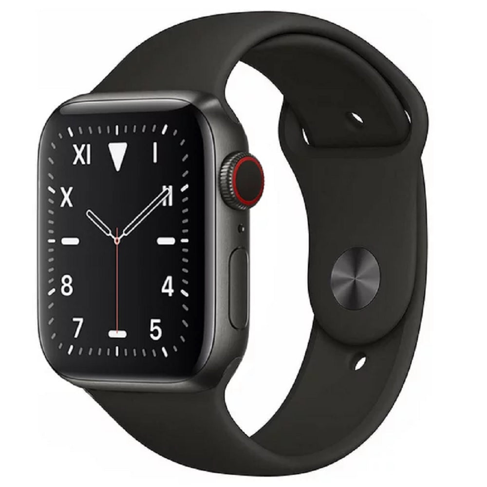 Apple Watch Series 5 GPS+LTE 44MM Titanium Space Gray Case &amp; Black Sport Band (Certified Refurbished)