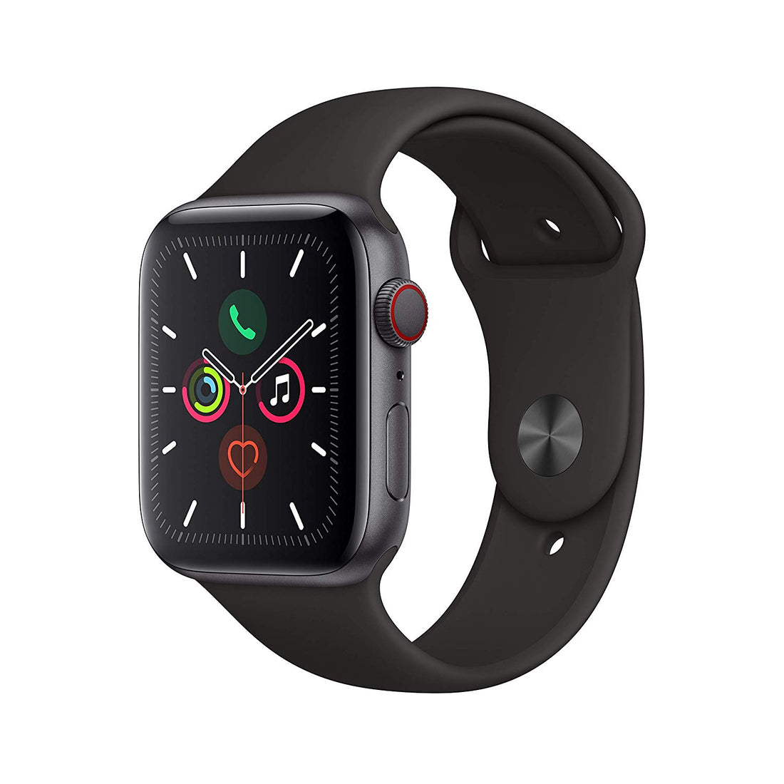 Apple Watch Series 5 (GPS + LTE) 44mm Space Gray Aluminum Case &amp; Black Sport Band (Certified Refurbished)