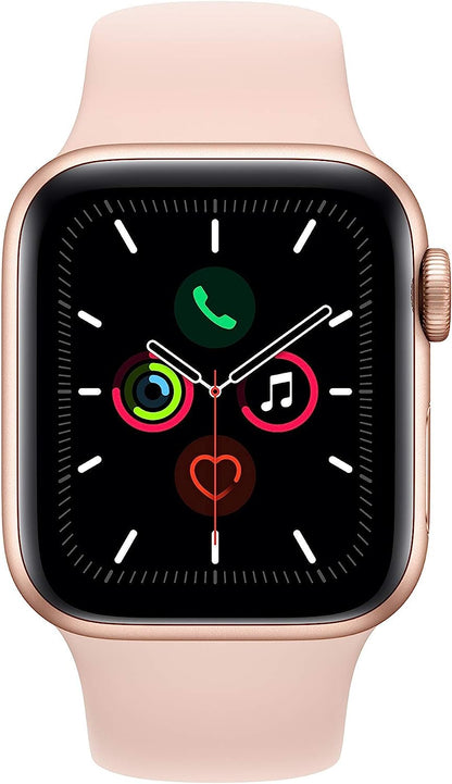Apple Watch Series 5 GPS+LTE w/ 44MM Gold Aluminum Case &amp; Pink Sand Sport Band (Certified Refurbished)