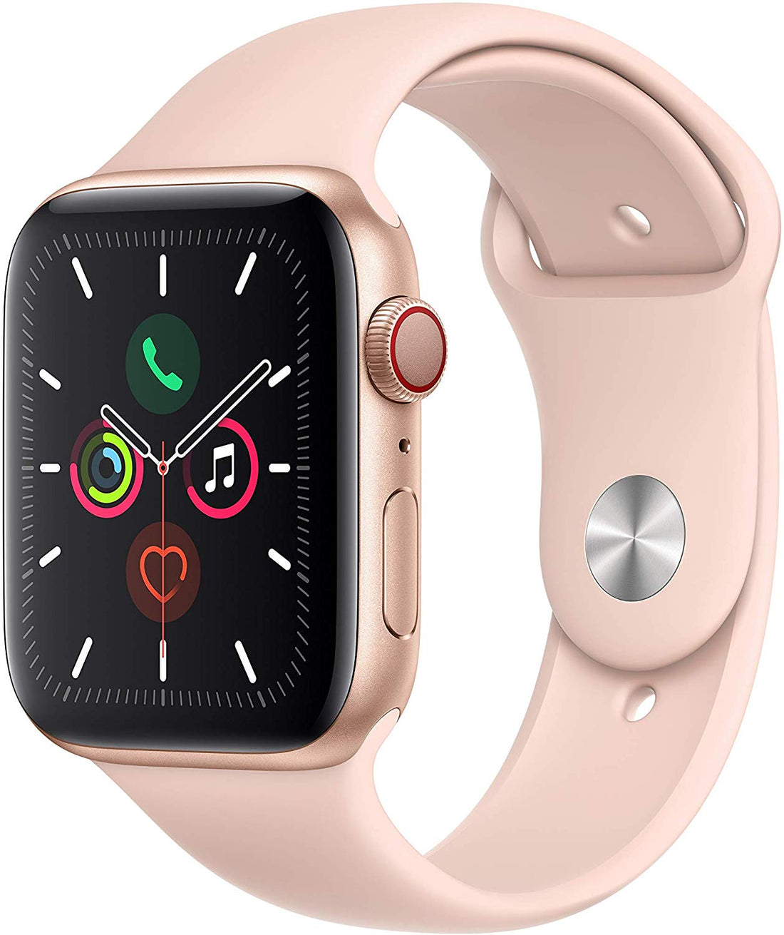 Apple Watch Series 5 (GPS + LTE) 44mm Gold Aluminum Case &amp; Pink Sand Sport Band (Certified Refurbished)
