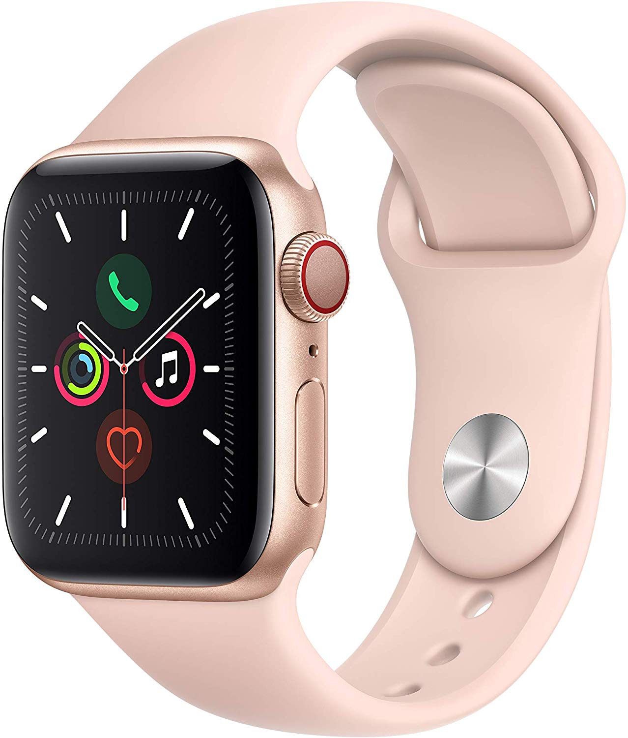 Apple Watch Series 5 GPS+LTE w/ 40MM Gold Aluminum Case &amp; Pink Sand Sport Band (Certified Refurbished)