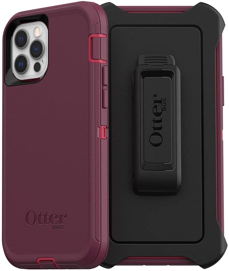 OtterBox DEFENDER SERIES Case &amp; Holster for iPhone 12 / 12 Pro - Berry Potion (Certified Refurbished)