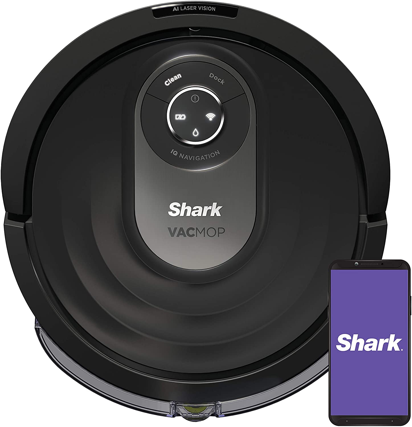Shark AI Robot VACMOP PRO w/ Sonic Mopping, AI Laser Vision, &amp; WiFi - Black (Refurbished)