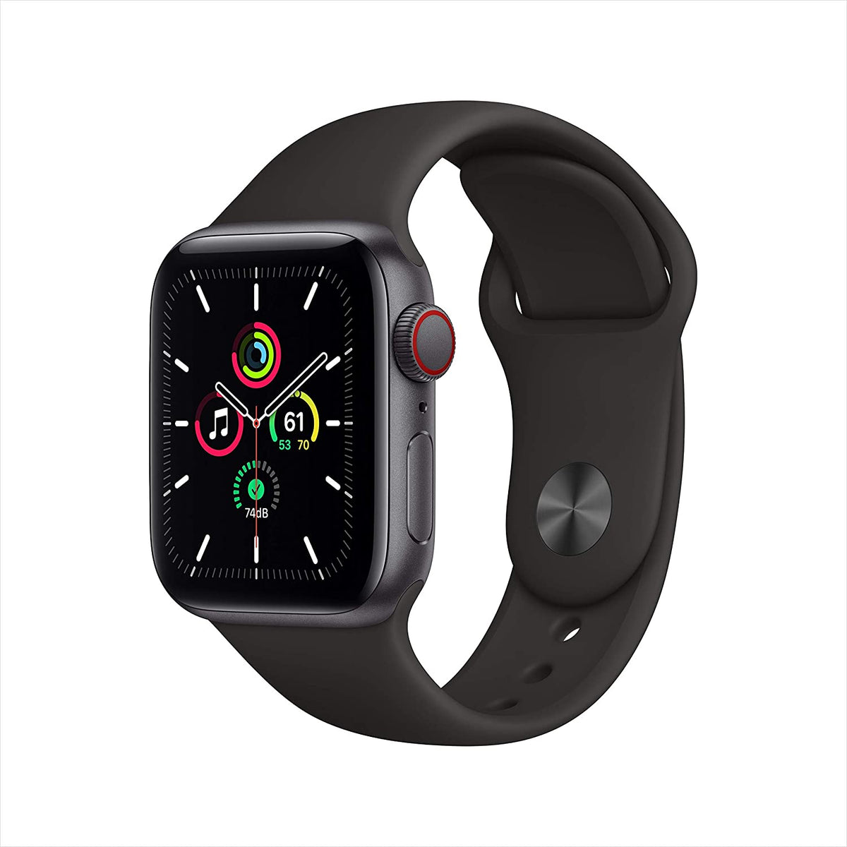 Apple Watch SE 1st Gen (GPS + LTE) 40mm Space Gray Aluminum Case & Black Sport Band (Renewed)