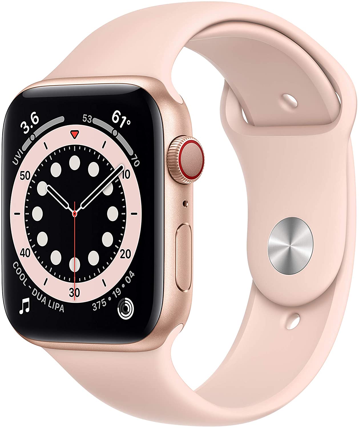 Apple Watch Series 6 (GPS + LTE) 44mm Gold Aluminum Case & Pink Sand Sport Band (Certified Refurbished)