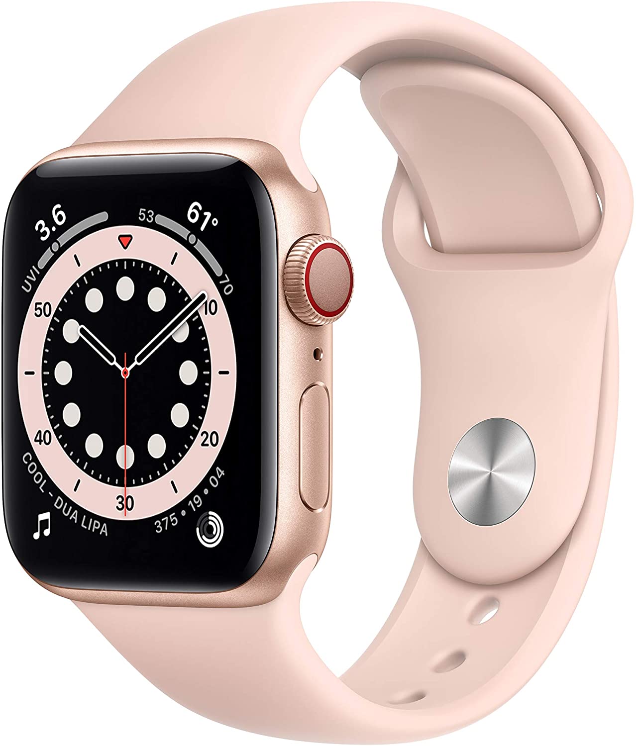 Apple Watch Series 6 (GPS + LTE) 40mm Gold Aluminum Case & Pink Sand Sport Band (Renewed)