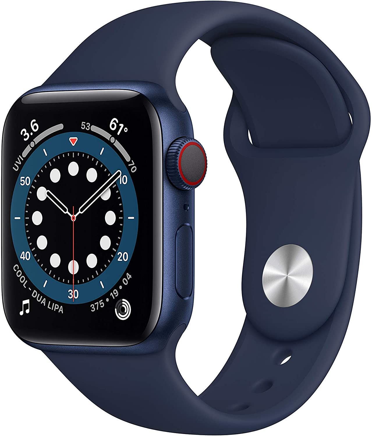 Apple Watch Series 6 GPS + LTE w/40MM - Blue Aluminum Case & Deep Navy Sport Band (Renewed)