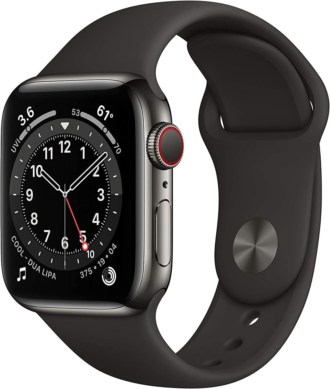 Apple Watch Series 6 (GPS + LTE) 40mm Graphite Stainless Steel Case &amp; Black Sport Band (Refurbished)
