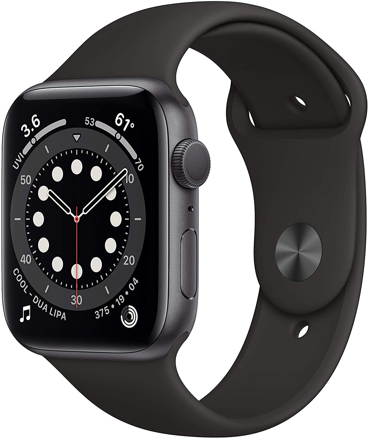 Apple Watch Series 6 GPS w/ 44MM Space Gray Aluminum Case &amp; Black Sport Band (Certified Refurbished)