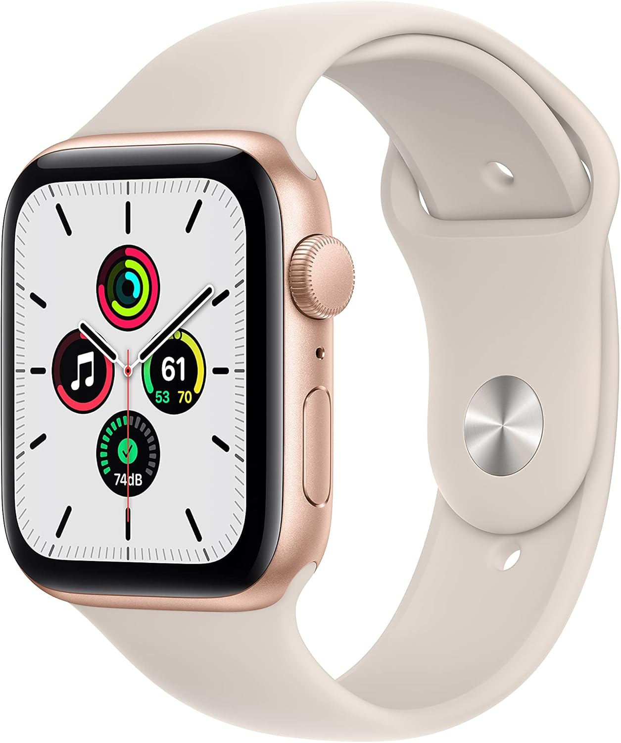 Apple Watch Series SE (GPS) 44MM Gold Aluminum Case Starlight Sport Band (Certified Refurbished)