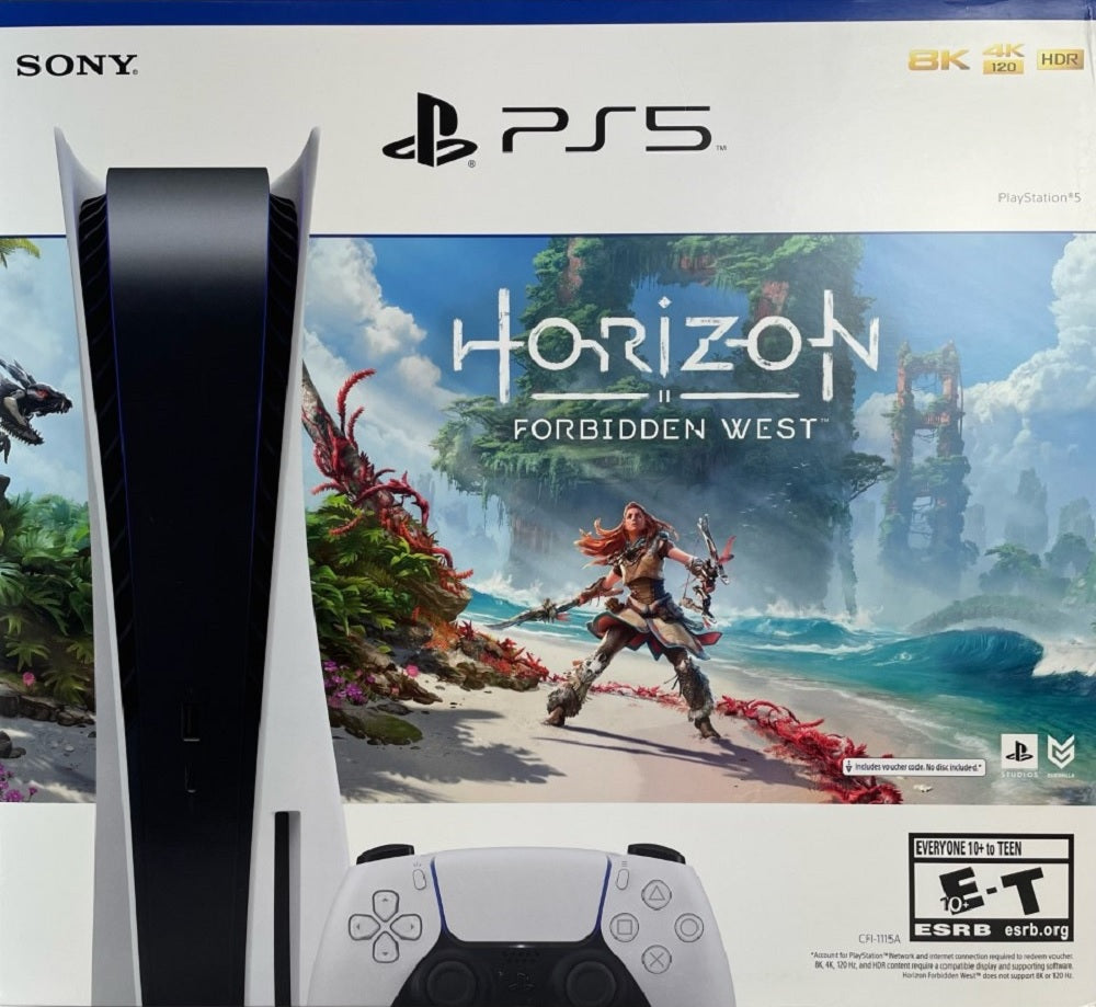 Sony PlayStation 5 Console, 825GB With Accessories Disc Edition - Horizon Zero West Bundle - White (Certified Refurbished)