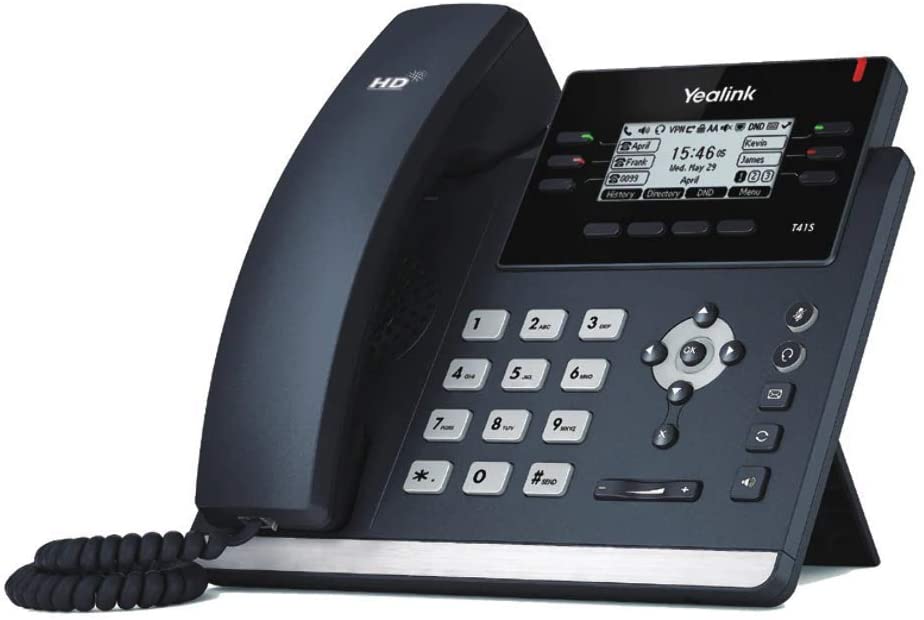 Yealink SIP-T41S WIFI Desk Phone with Accessories - Black (Certified Refurbished)