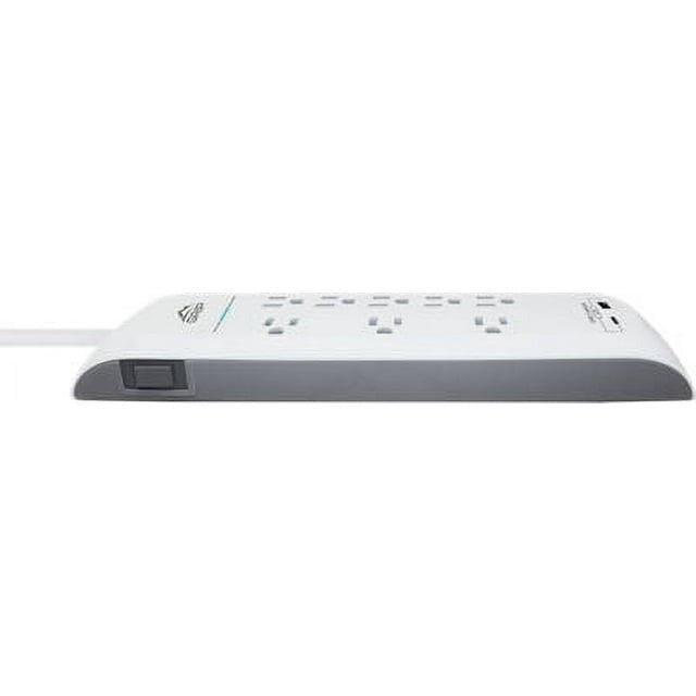 GRiP 8 Outlet Surge Protector w/USB & USB-C Ports and Flat Plug - White (Certified Refurbished)