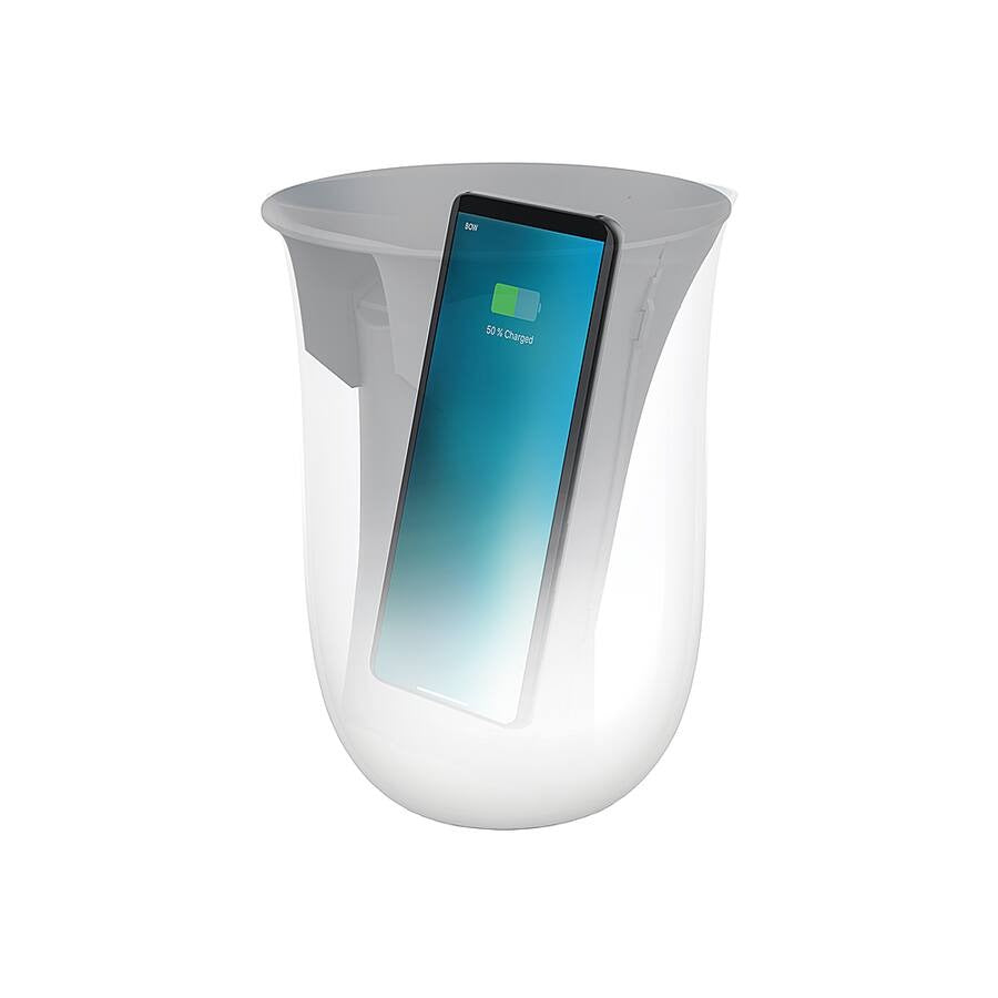 Lexon OBLIO 10W Qi Certified Wireless Cellphone Charger with UV Sanitizer - White (Renewed)