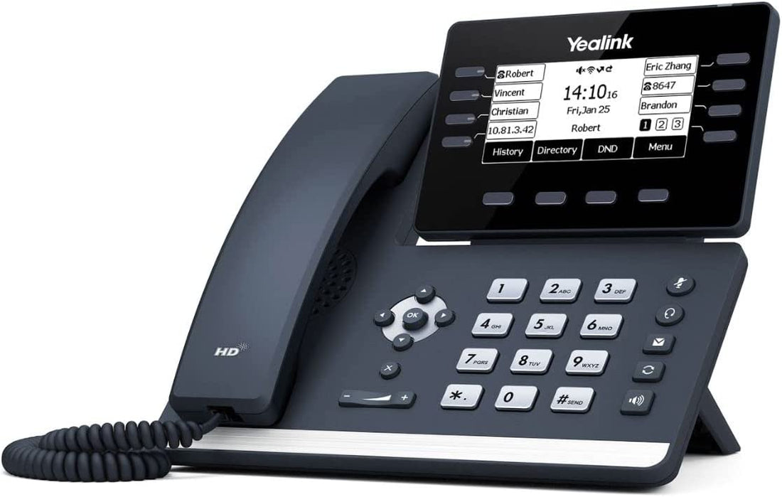 Yealink T53W IP Phone, 12 VoIP Accounts. 3.7-Inch Display w/o Adapter - Black (Refurbished)