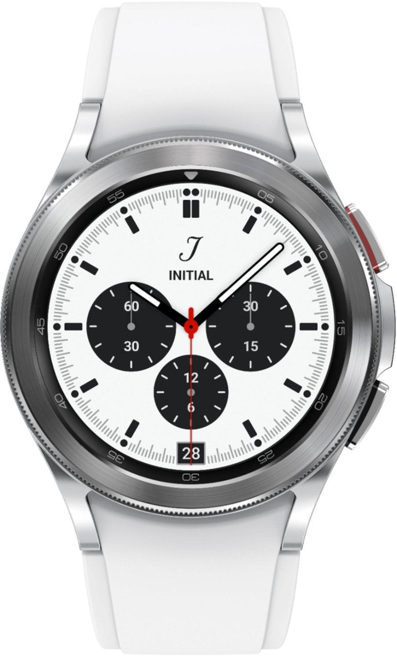 Samsung Galaxy Watch4 (WIFI, LTE, 42mm) Classic Silver Case & White Rubber Band (Certified Refurbished)