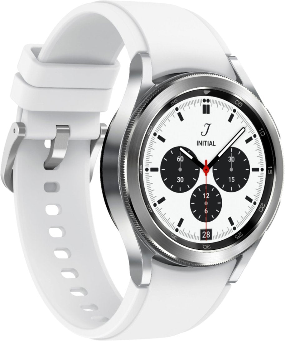 Samsung Galaxy Watch4 (WIFI, LTE, 42mm) Classic Silver Case &amp; White Rubber Band (Certified Refurbished)