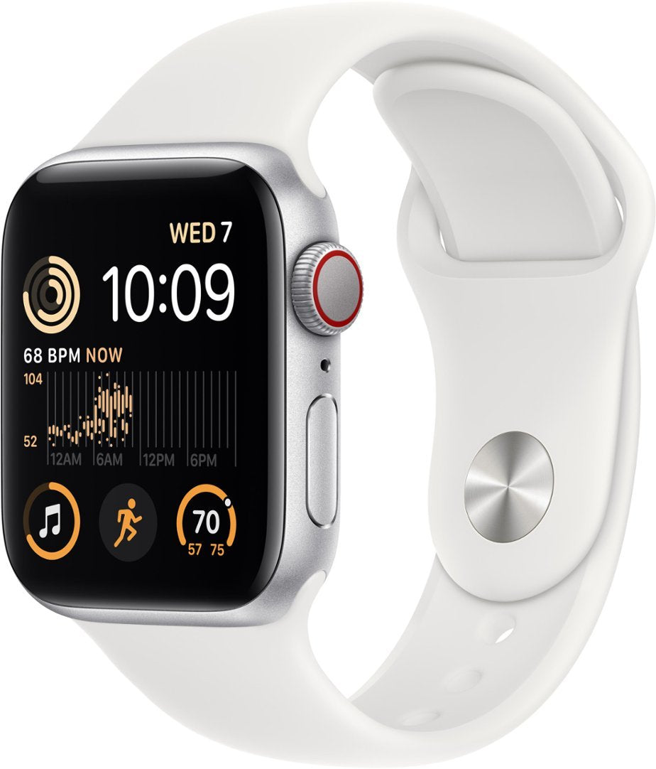 Apple Watch SE 2nd Gen (GPS + LTE) 40mm Silver Aluminum Case &amp; White Sport Band (Certified Refurbished)