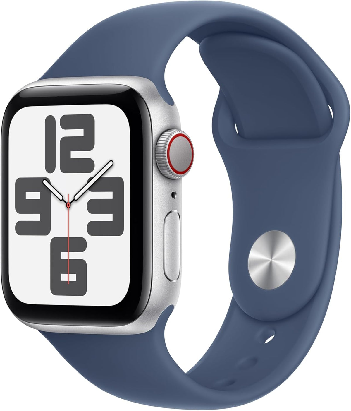 Apple Watch Series SE 2nd Gen (GPS+LTE) 40MM  Silver Aluminum Case Denim Sport Band (Renewed)