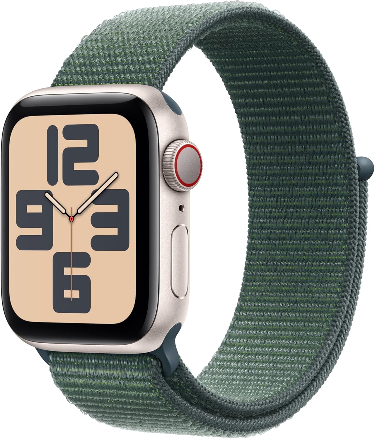Apple Watch Series SE (2nd Gen) - (GPS+LTE) 44mm Starlight Aluminum Case Lake Green Sport Loop - Refurbished