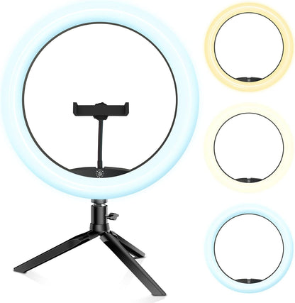 Dixie &amp; Charli 10in Color LED Ring Light w/Stand Phone Holder &amp; Remote - Black (Certified Refurbished)