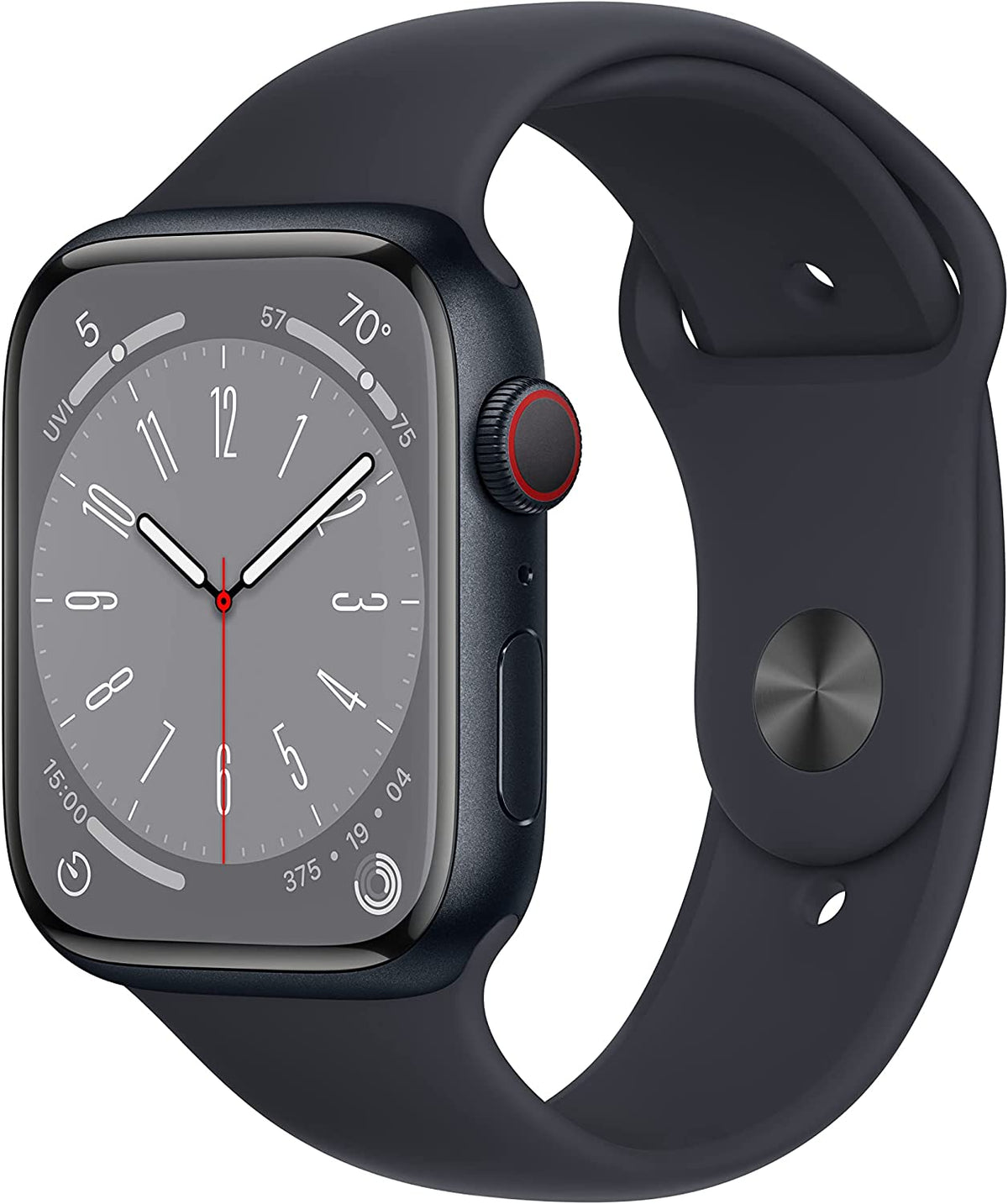 Apple Watch Series 8 (GPS + LTE) 45mm Midnight Aluminum Case & Midnight Sport Band (Renewed)