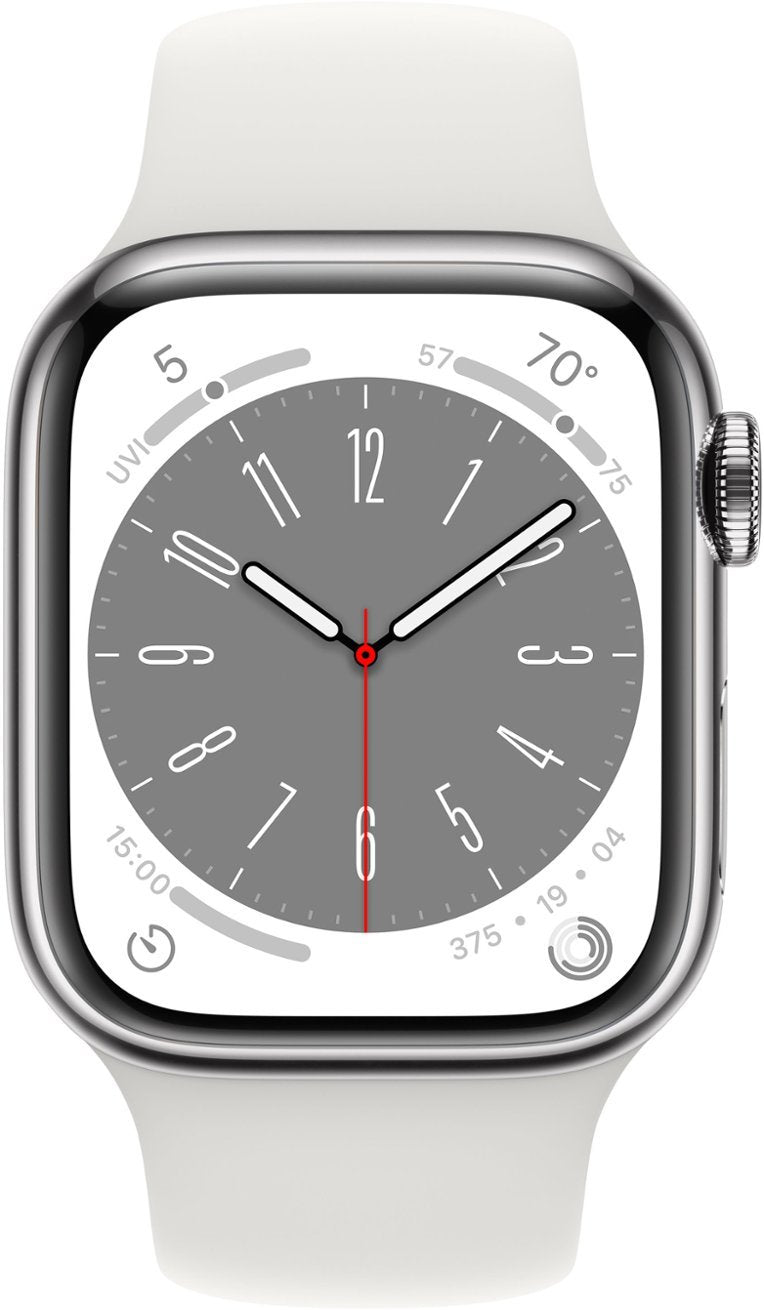Apple Watch Series 8 (GPS + LTE) 41MM Stainless Steel Case White Sport Band (Used)